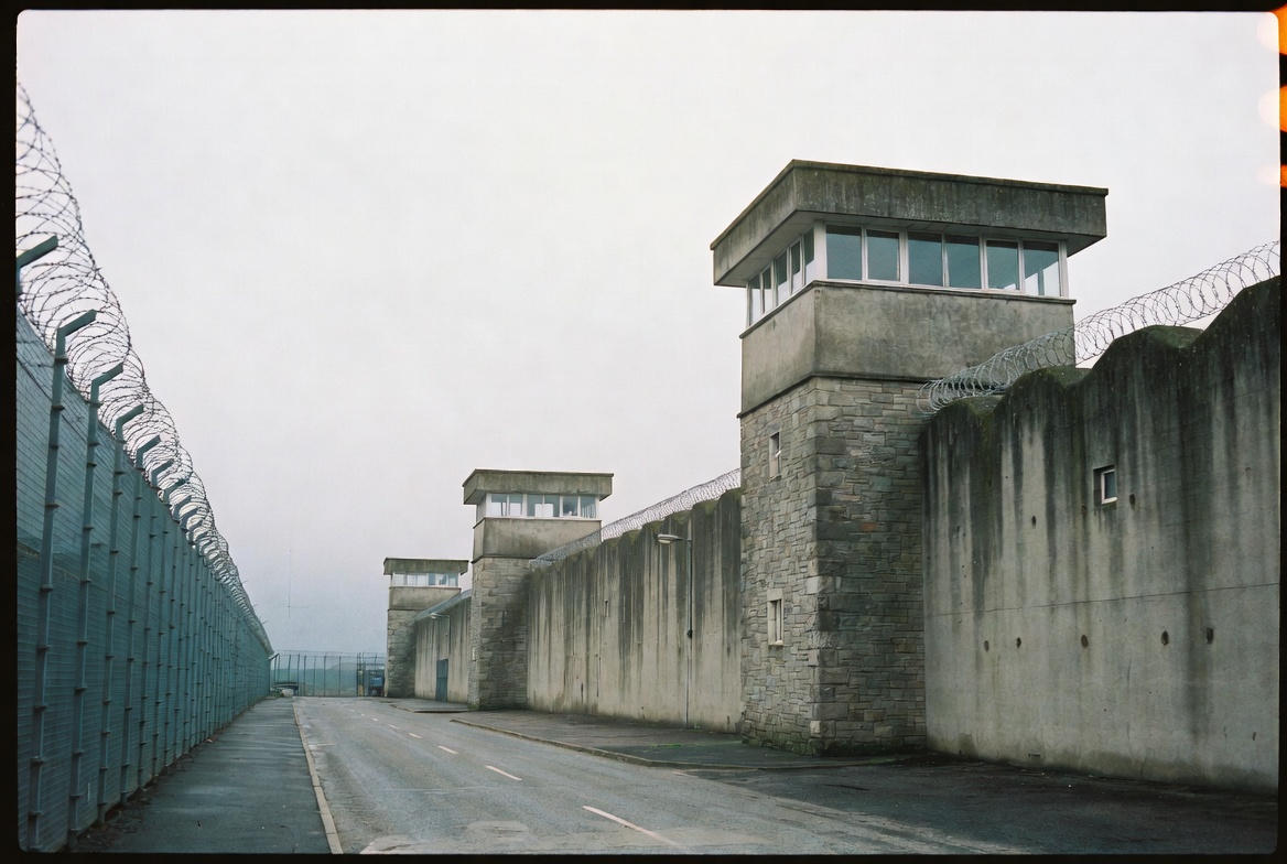 High walls of Portlaoise Prison.